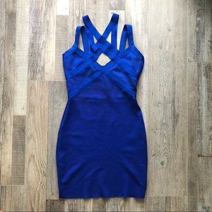 ANGL Royal Blue Strappy Cutout Detail BandageDress